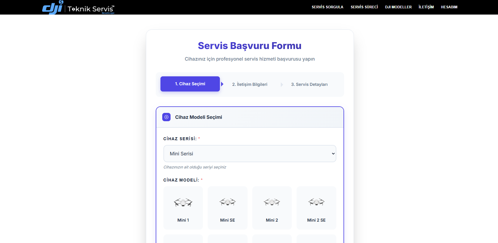 DJI Servis Başvuru Formu